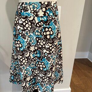 Geoffrey Beene Fully Lined Skirt - Brown & Aqua - Size 10